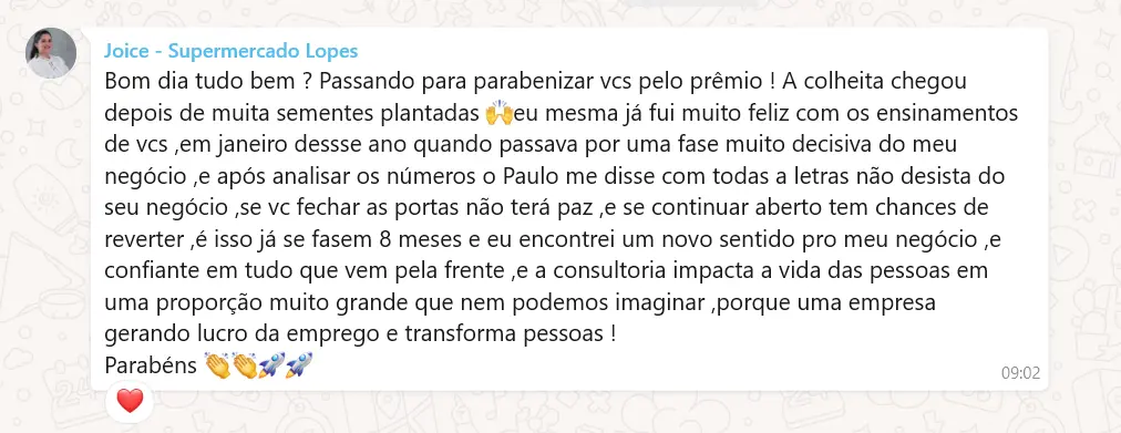 Depoimento de Joice - Cliente satisfeita com os resultados do Programa Alavanca de Lucro